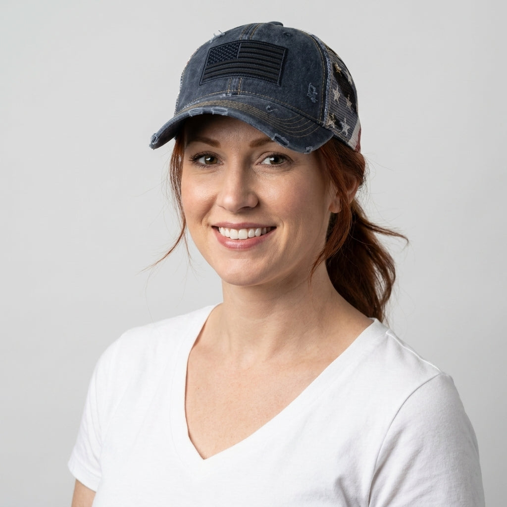 American Flag Ponytail Embroidered Hat, 🔥Buy 2 FREE SHIPPING