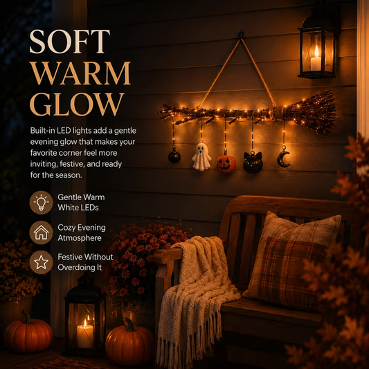 🔥LAST DAY 70% OFF - Lighted Fall Broom Wall Hanging🍂