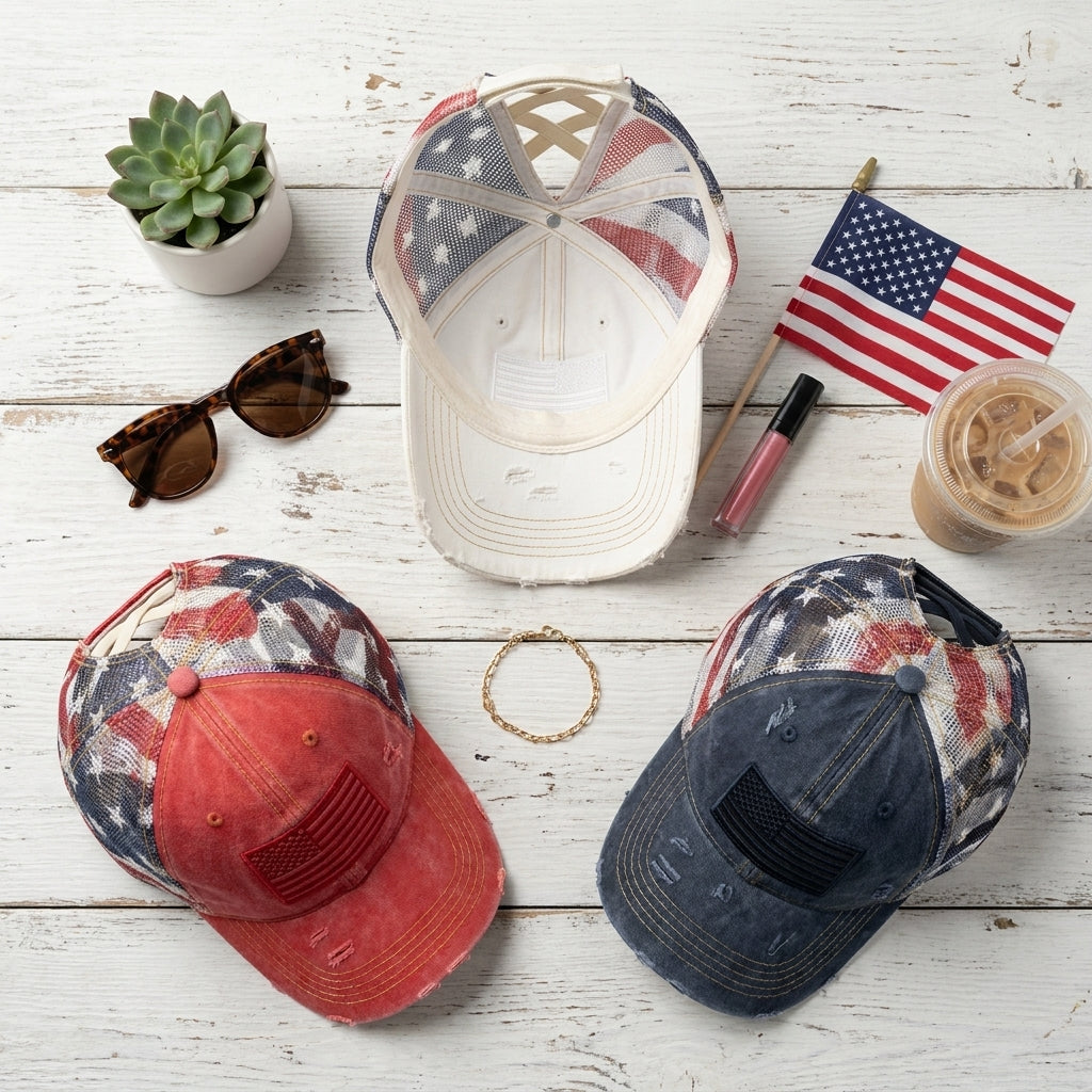 American Flag Ponytail Embroidered Hat, 🔥Buy 2 FREE SHIPPING