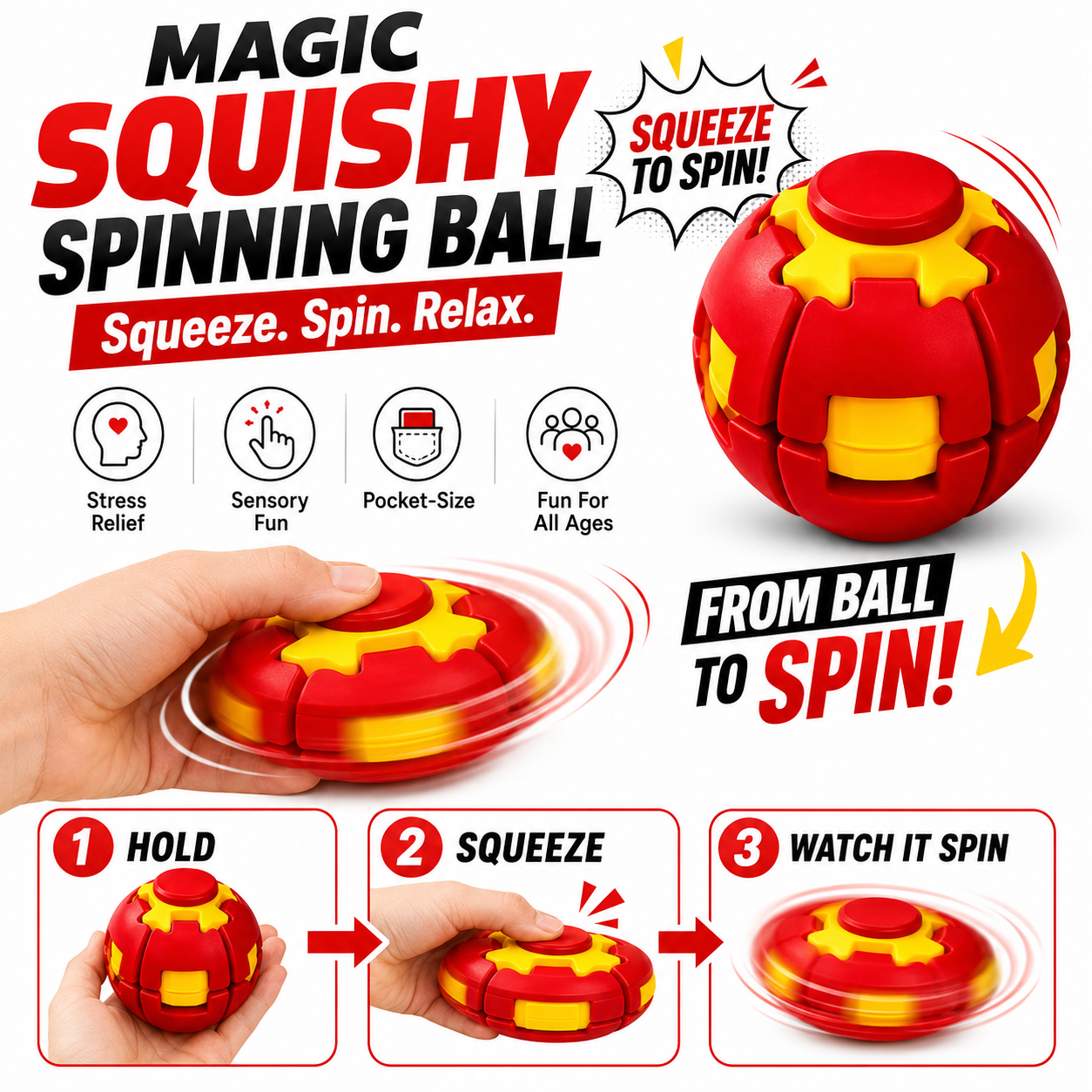 🔥Hot Sale 49% OFF🔥Stress Relief Fidget Spinning Ball