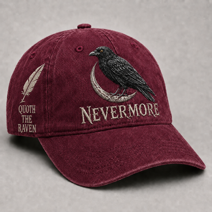 ⬛🐦Nevermore Raven Vintage Embroidered Cap | Gothic Bird Lover Hat