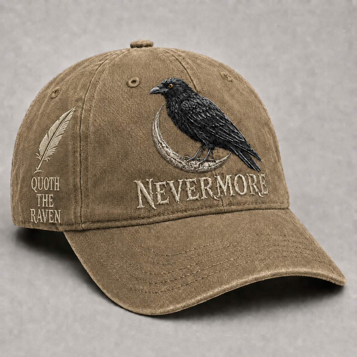 ⬛🐦Nevermore Raven Vintage Embroidered Cap | Gothic Bird Lover Hat