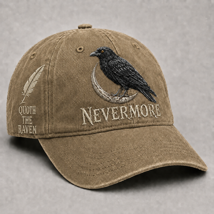 ⬛🐦Nevermore Raven Vintage Embroidered Cap | Gothic Bird Lover Hat