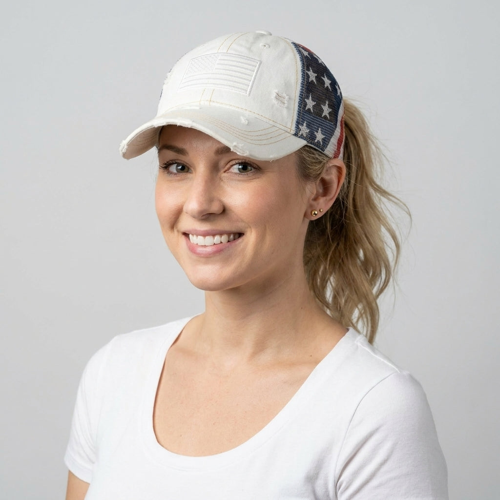 American Flag Ponytail Embroidered Hat, 🔥Buy 2 FREE SHIPPING