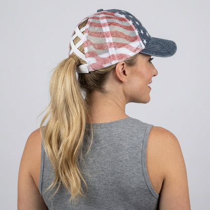 American Flag Ponytail Embroidered Hat, 🔥Buy 2 FREE SHIPPING